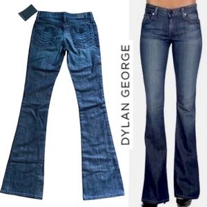 NWT Dylan George Joanna Low Rise Flare Embroidered Jeans